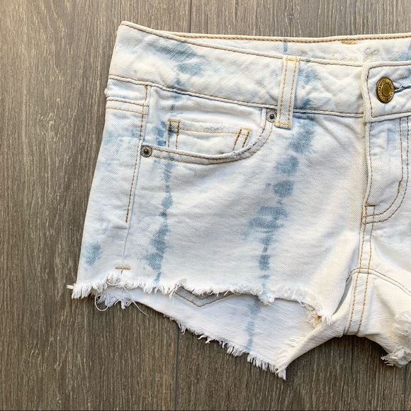 American Eagle Acid Wash Denim Shorts Size 0 - Picture 3 of 11
